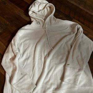 Fabletics, velour white hoodie. Size large.